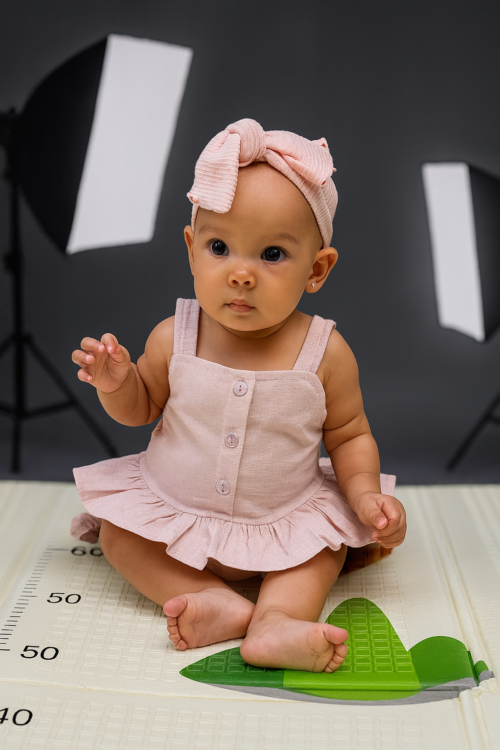 Set Blusita sin Mangas más Short más Moño para Bebé | DULCE AMAPOLA