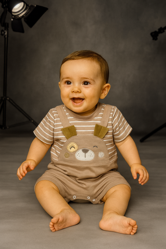 Set Overol más Camiseta Estampada para Bebé | BLACK