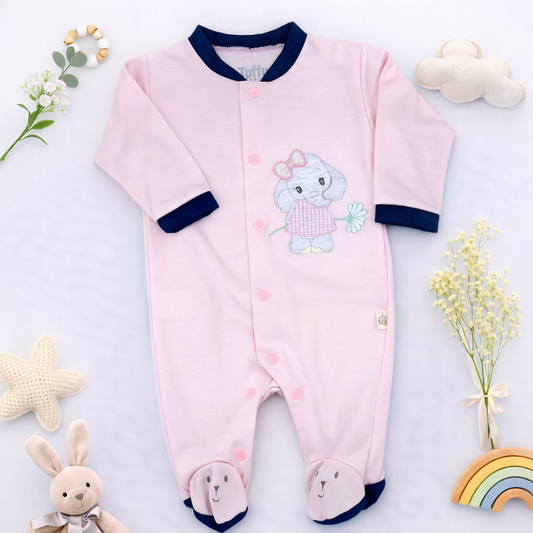 Enterizo Manga Larga para Bebé | ELEFANTITA ROSA