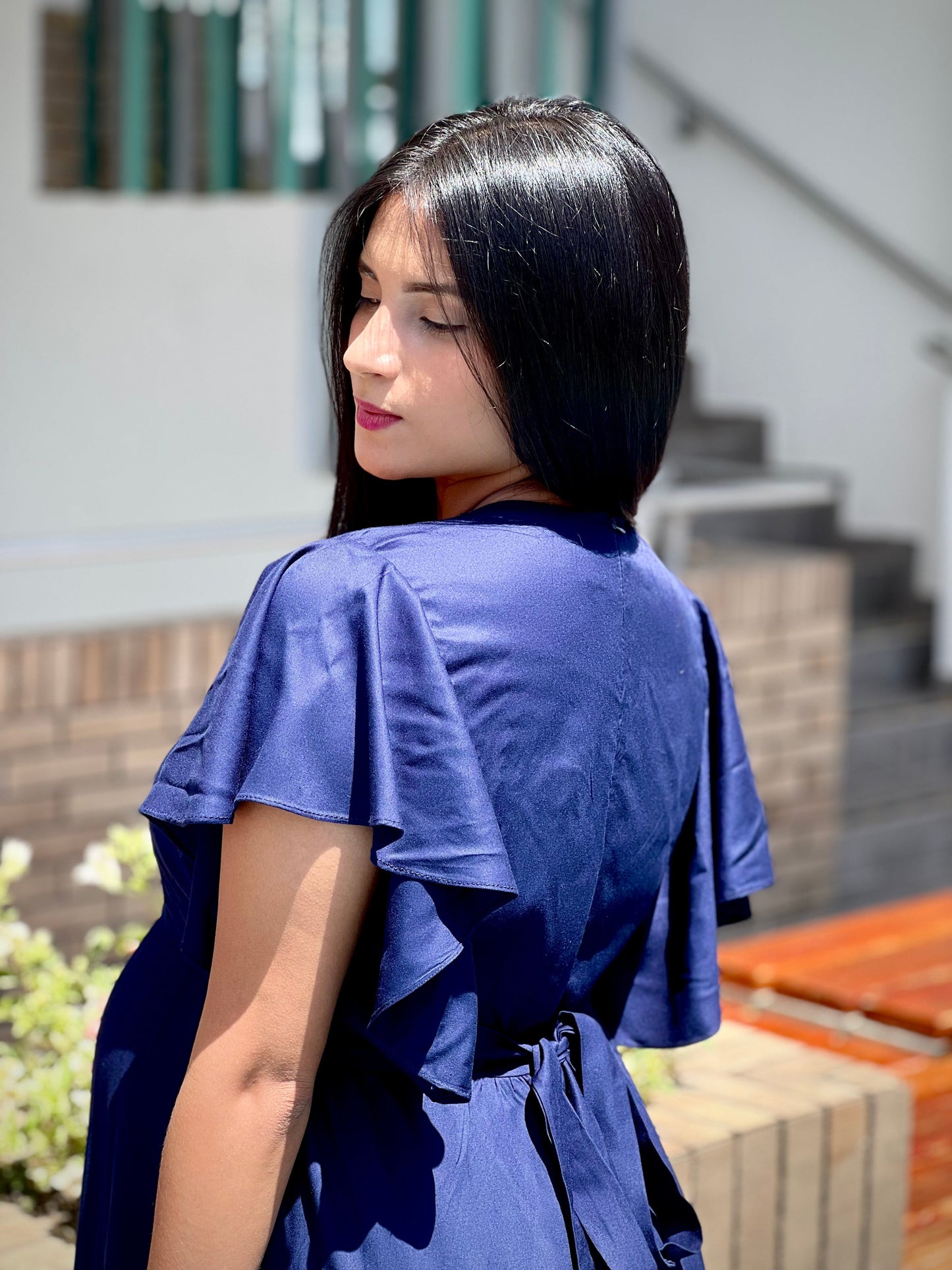 Vestido largo para embarazadas 'Charlotte' Azul - Boutique Mundo Materno